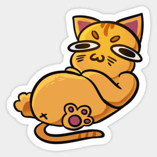 Fat, chonky, well fed funny orange cat Sticker